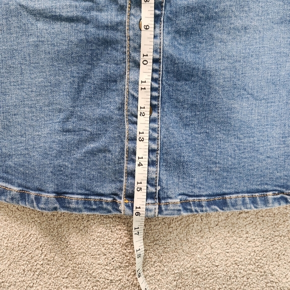 MOTHER Miranda Snap Down Mini Flare Skirt Denim Jean Size 27 - Picture 9 of 13